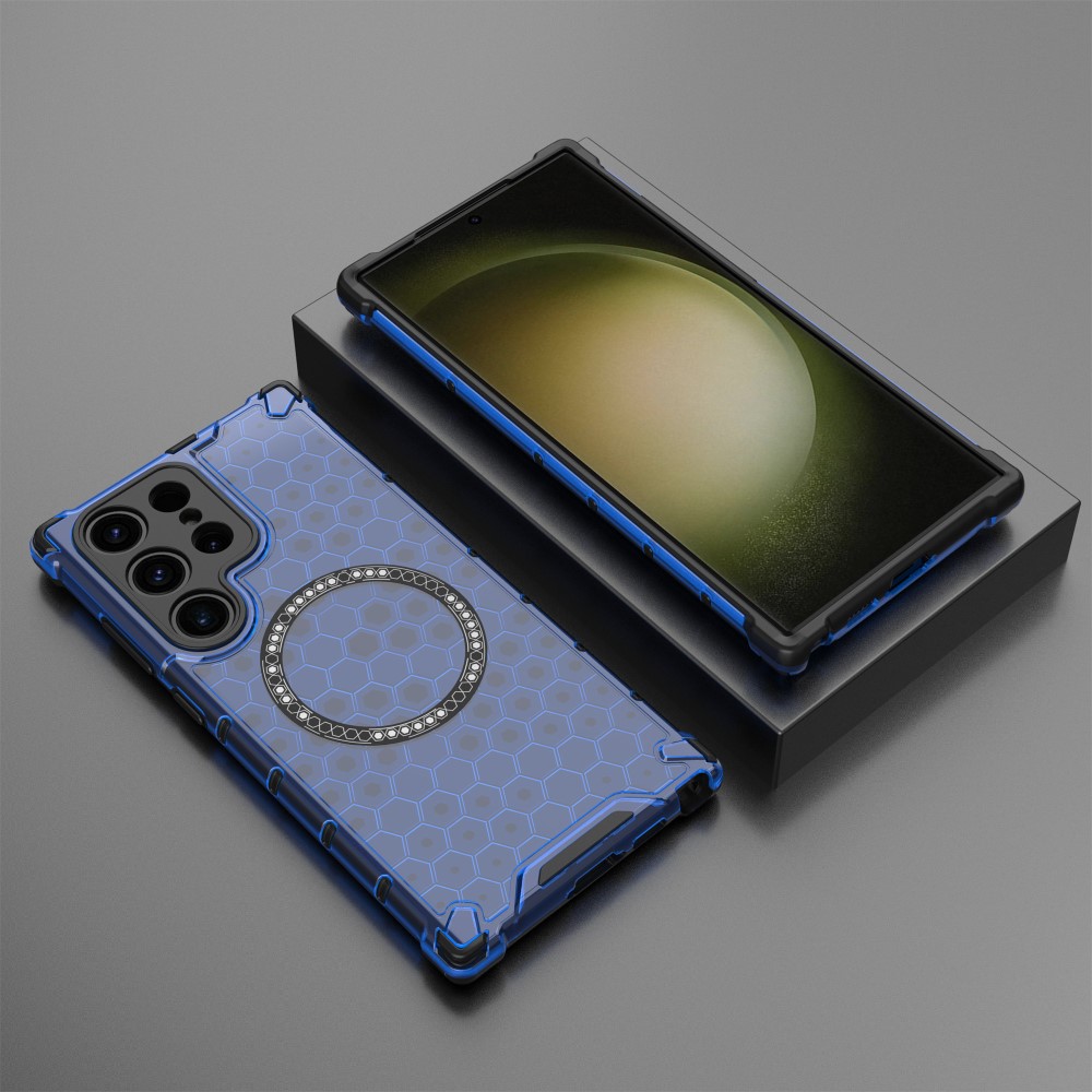 Kryt na Samsung Galaxy S24 Ultra odolný Honeycomb s podporou Magsafe modrý