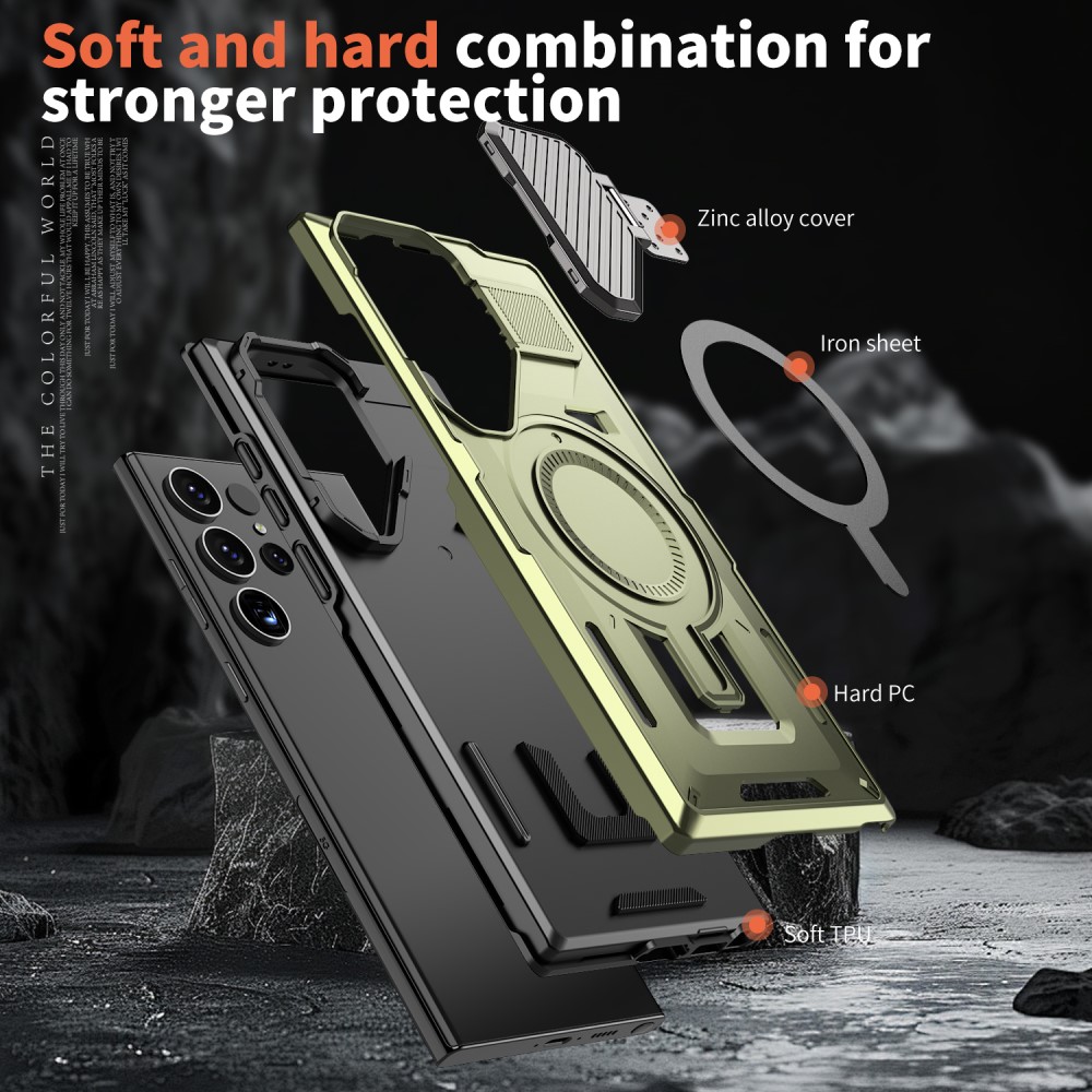 Kryt na Samsung Galaxy S23 Ultra s krytkou na fotoaparát zelený