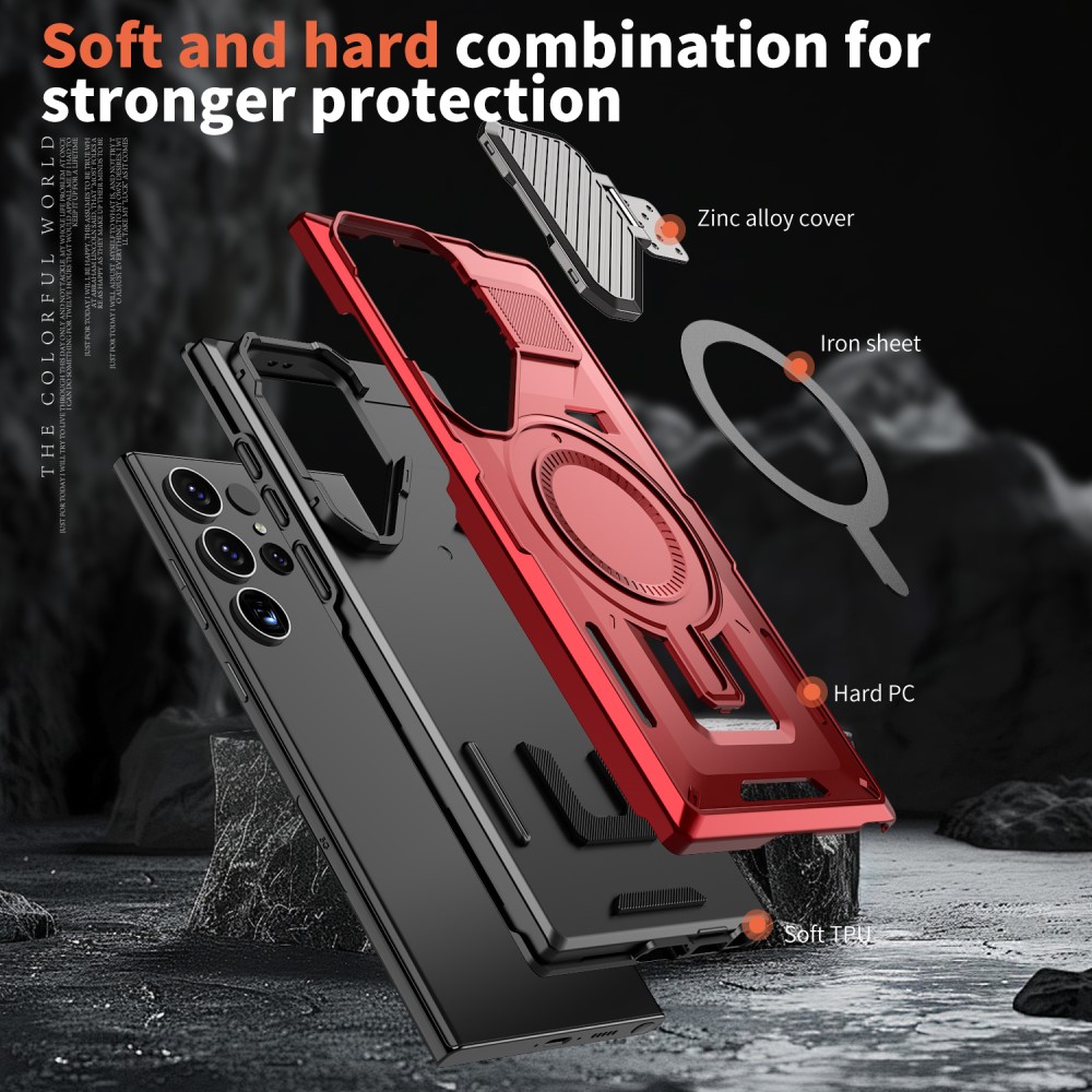 Kryt na Samsung Galaxy S23 Ultra s krytkou na fotoaparát červený