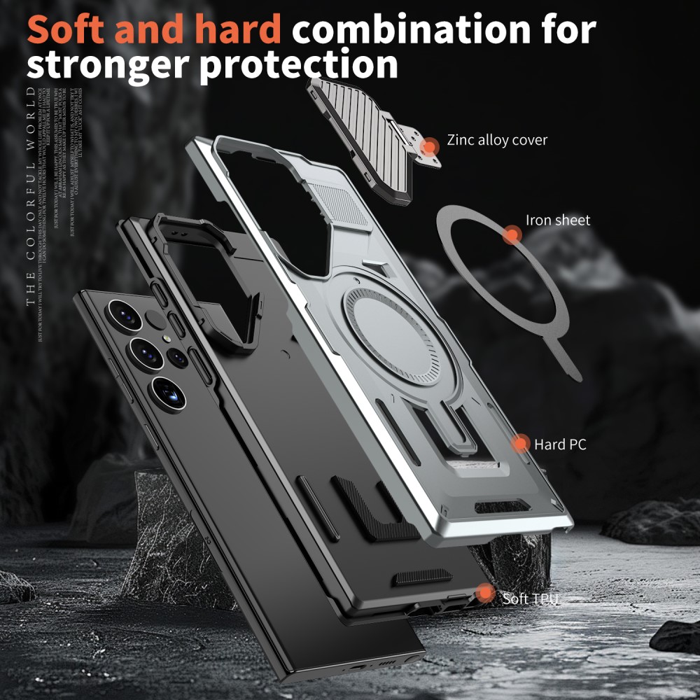 Kryt na Samsung Galaxy S23 Ultra s krytkou na fotoaparát střbrný