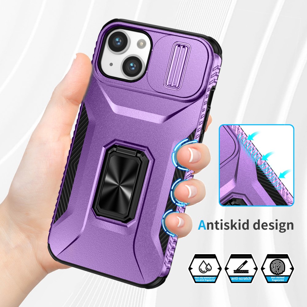 Kryt na iPhone 14 odolný s krytkou na fotoaparát fialový