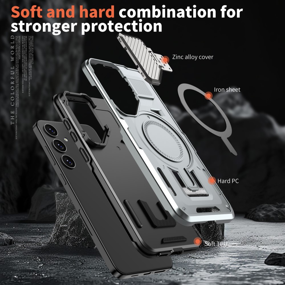 Kryt na Samsung Galaxy S24 FE s krytkou na fotoaparát stříbrný