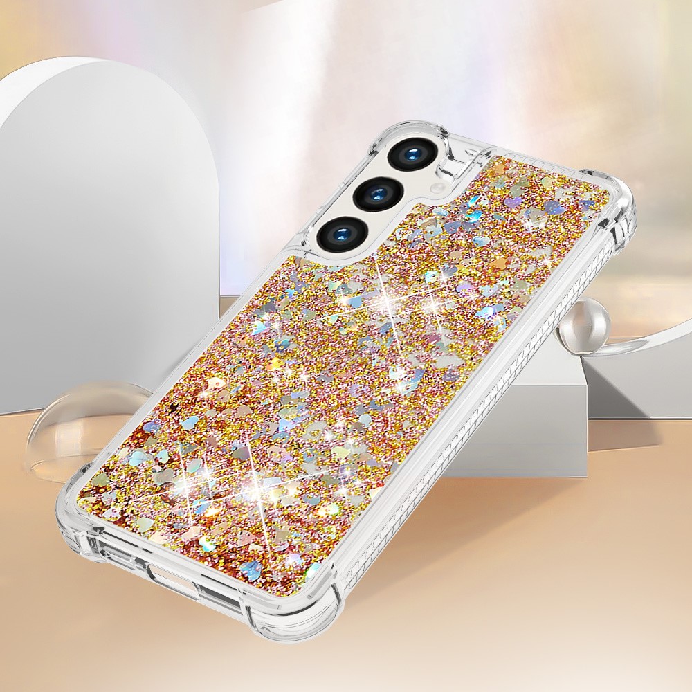 Kryt na Samsung Galaxy S24 FE Srdíčko třpytivý zlatý