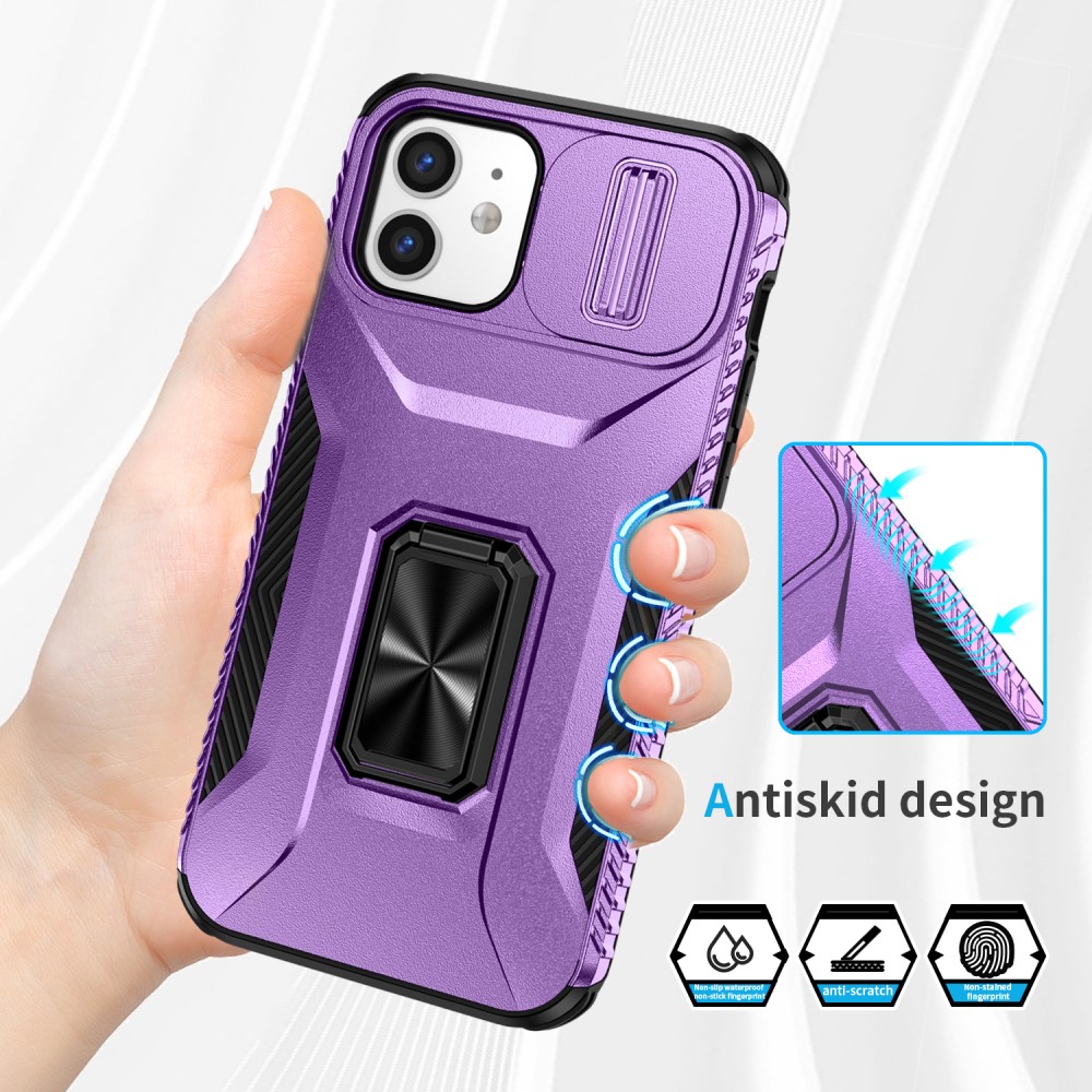 Kryt na iPhone 12 / 12 Pro odolný s krytkou na fotoaparát fialový