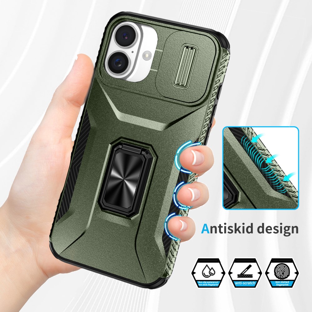 Kryt na iPhone 16 Plus odolný s krytkou na fotoaparát zelený