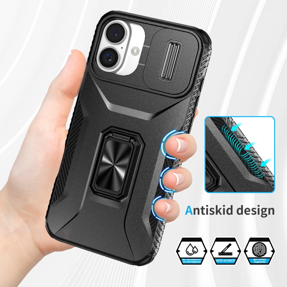 Kryt na iPhone 16 Plus odolný s krytkou na fotoaparát černý
