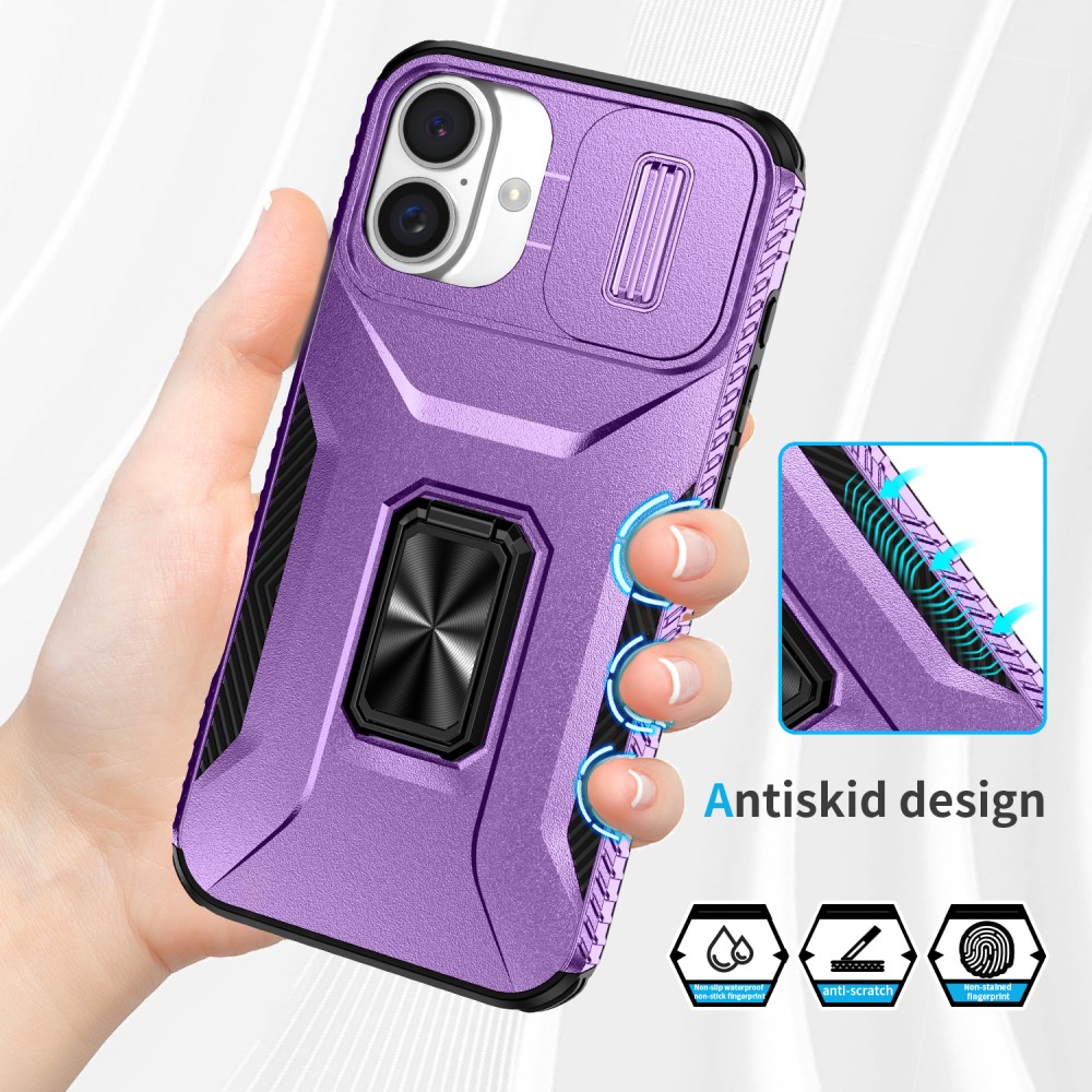 Kryt na iPhone 16 Plus odolný s krytkou na fotoaparát fialový