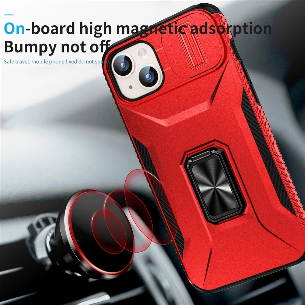 Kryt na iPhone 15 Plus odolný s krytkou na fotoaparát červený