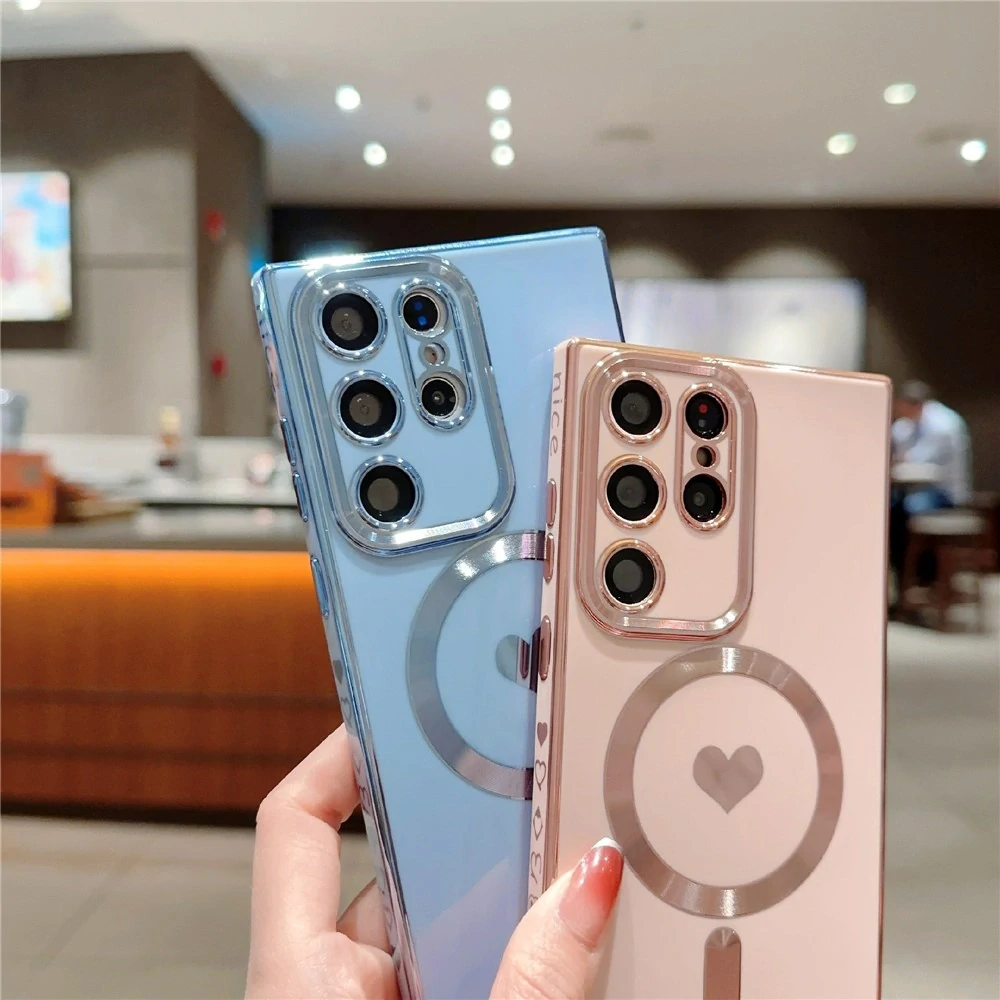 Kryt na Samsung Galaxy S22 Ultra Srdíčko s podporou MagSafe černý