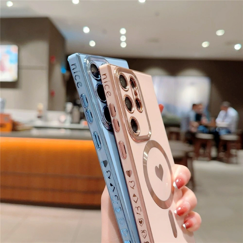 Kryt na Samsung Galaxy S22 Ultra Srdíčko s podporou MagSafe fialový