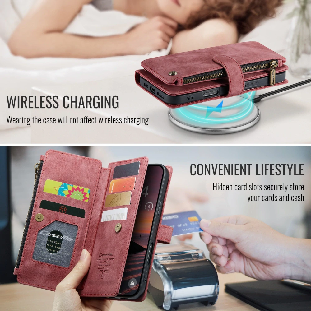 Pouzdro pro iPhone 17 Pro CASEME Luxury Double Layer červené