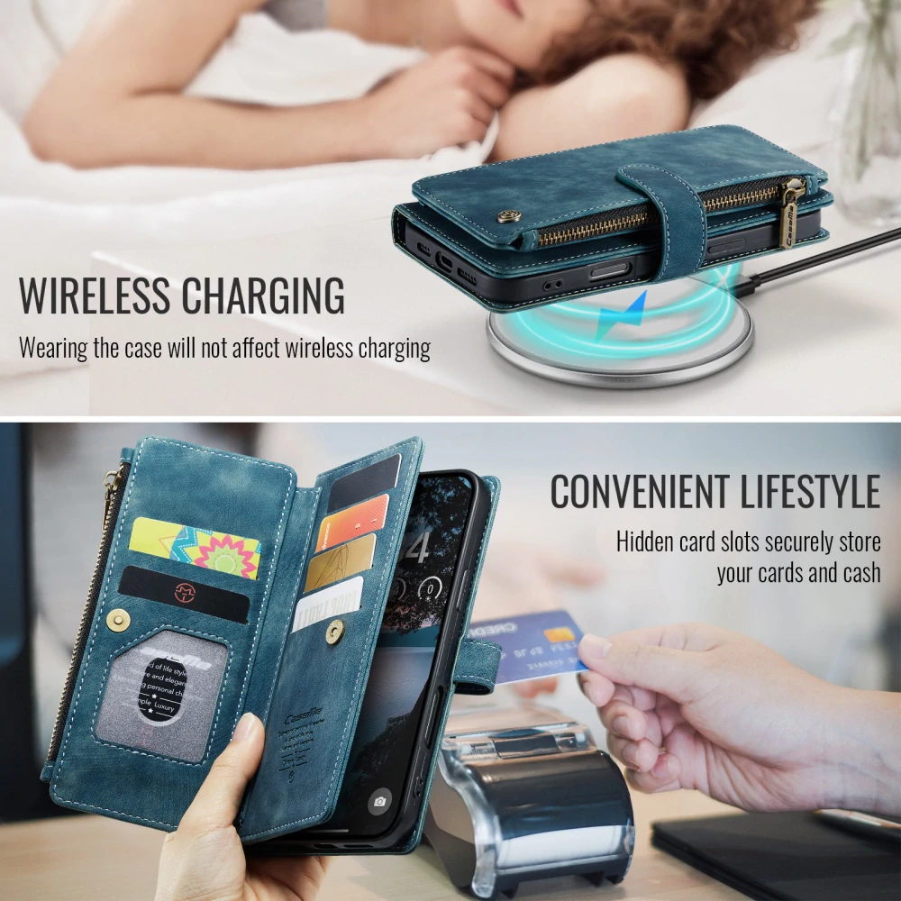 Pouzdro pro iPhone 17 Pro CASEME Luxury Double Layer modré