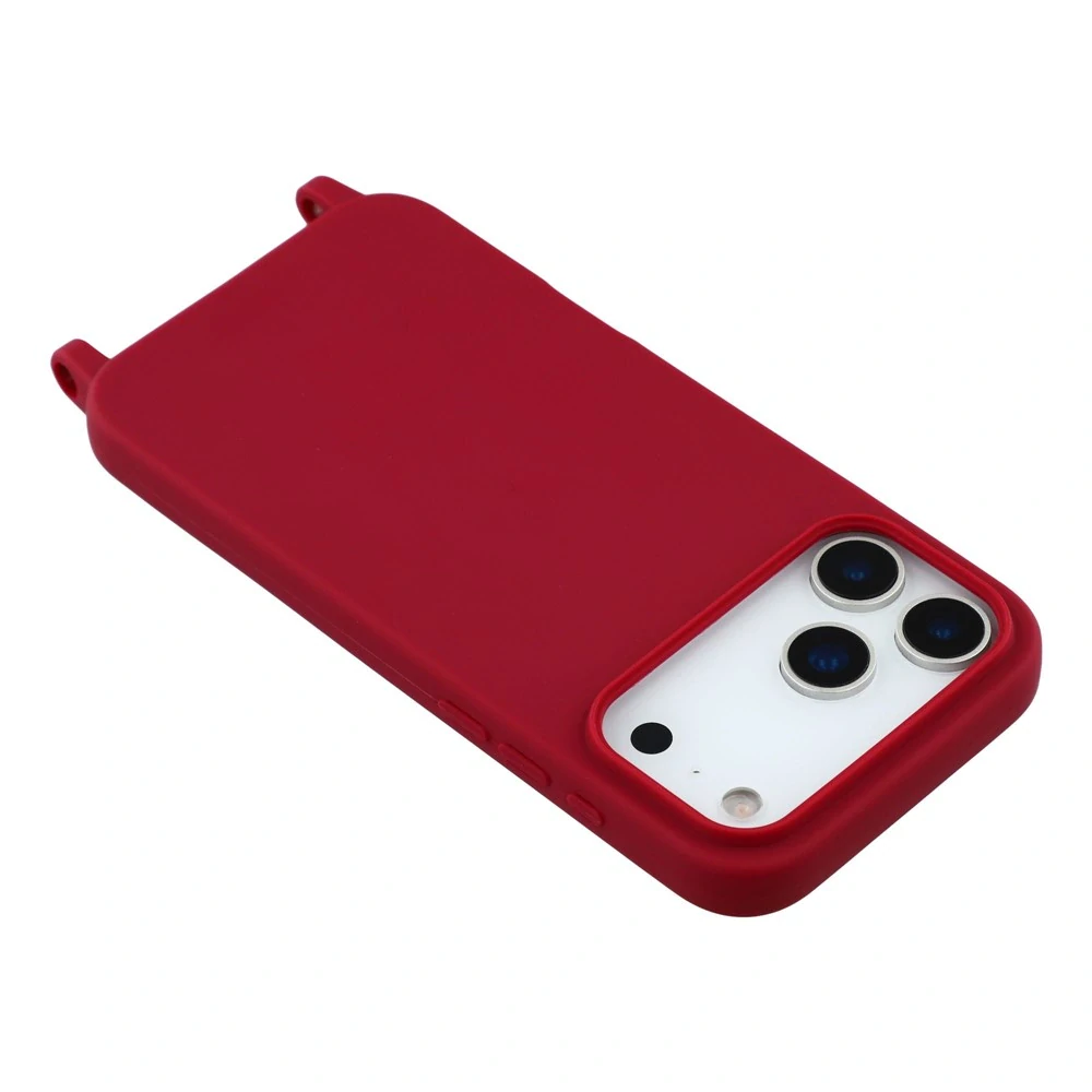 Kryt na iPhone 17 Pro gumový se šňůrkou na krk vínový