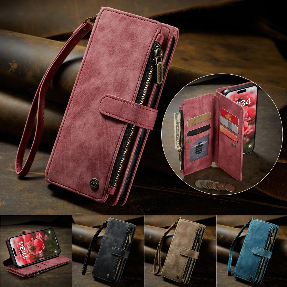 Pouzdro pro iPhone 17 CASEME Luxury Double Layer červené