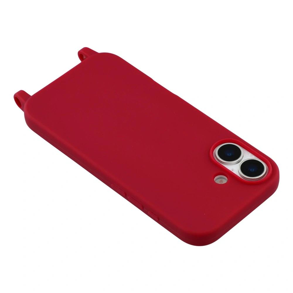 Kryt na iPhone 17 gumový se šňůrkou na krk vínový