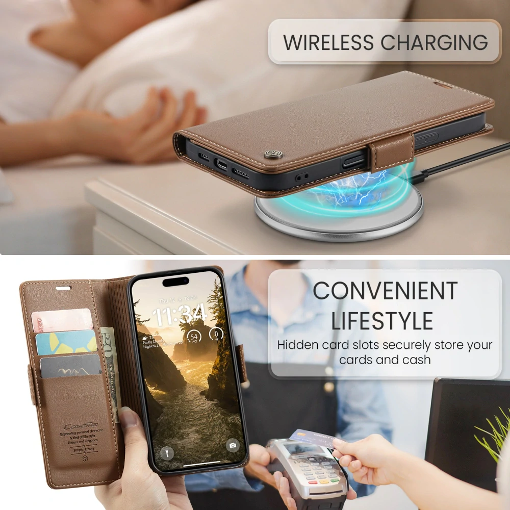 Pouzdro na iPhone 17 Pro Max CASEME Smooth hnědé