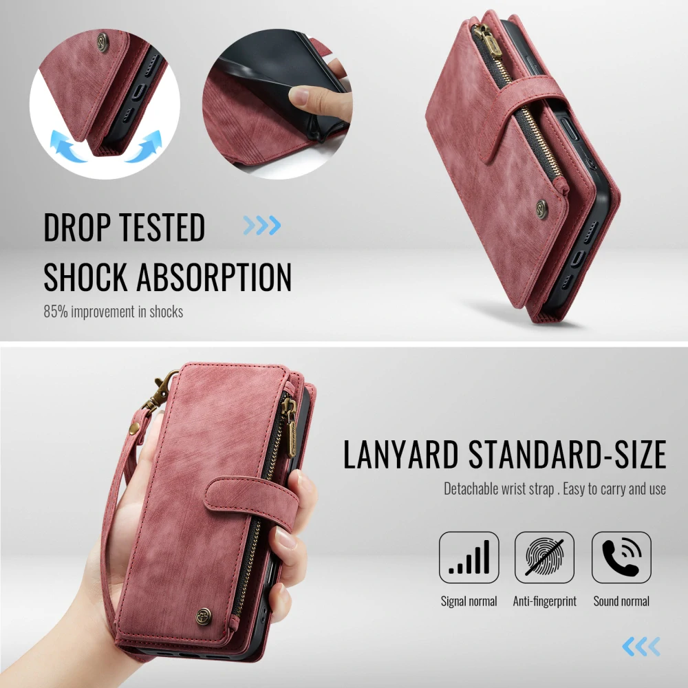 Pouzdro pro iPhone 17 Pro Max CASEME Luxury Double Layer červené