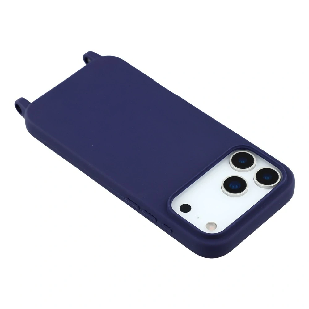 Kryt na iPhone 17 Pro Max gumový se šňůrkou na krk modrý