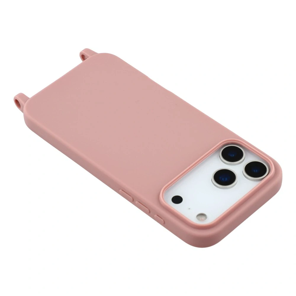 Kryt na iPhone 17 Pro Max gumový se šňůrkou na krk starorůžový