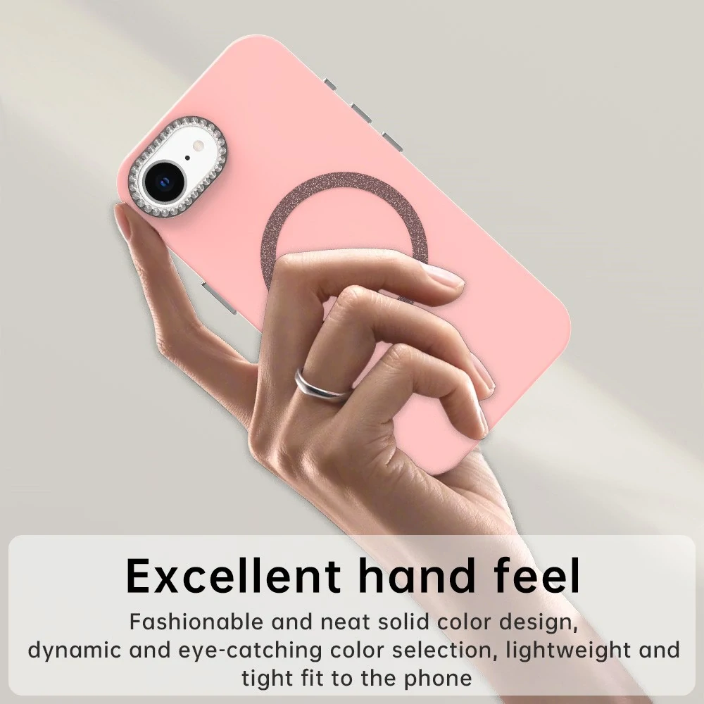 Kryt na iPhone 16E s podporou MagSafe Diamond růžový