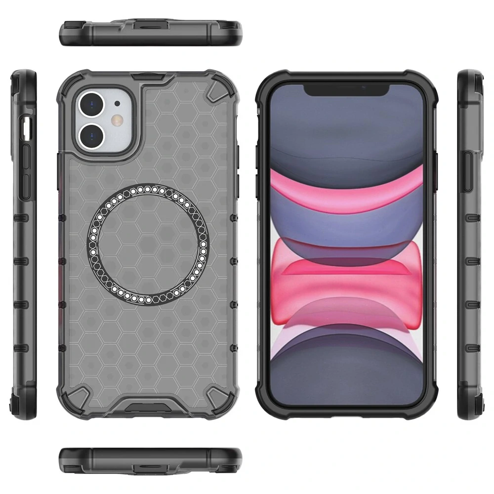 Kryt na iPhone 11 odolný Honeycomb s podporou Magsafe šedý