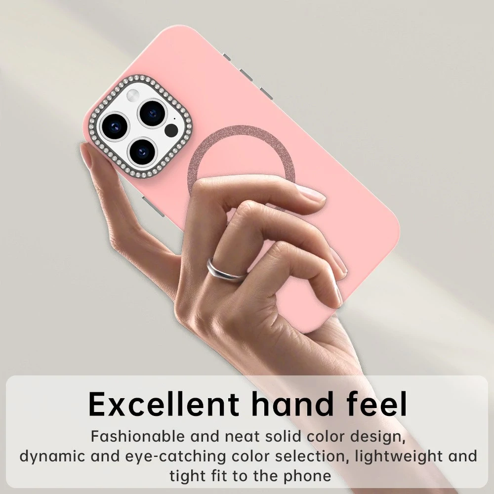 Kryt na iPhone 15 Pro s podporou MagSafe Diamond růžový