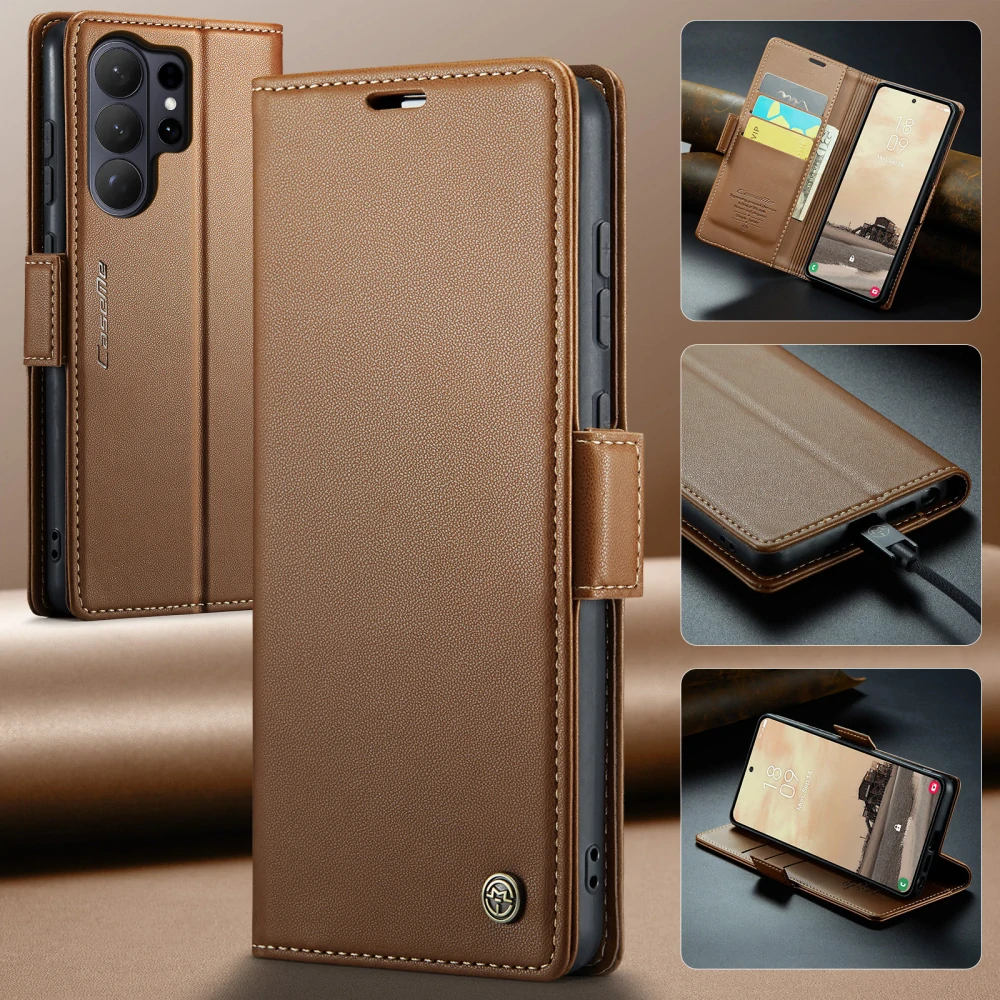 Pouzdro na Samsung Galaxy S26 Ultra CASEME smooth hnědé