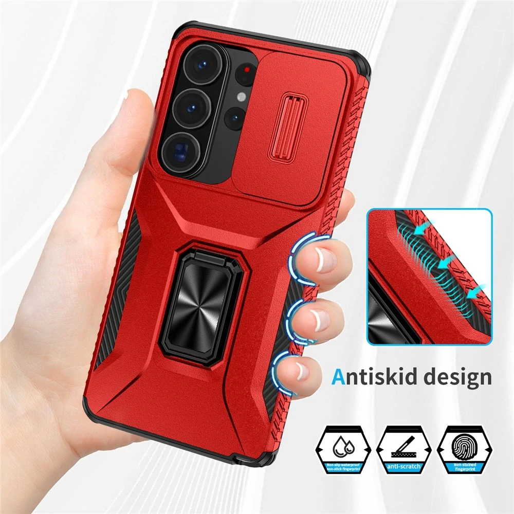 Kryt na Samsung Galaxy S26 Ultra odolný s krytkou na fotoaparát červený