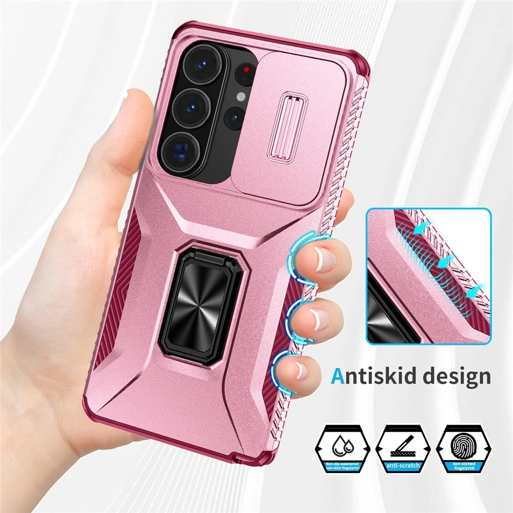 Kryt na Samsung Galaxy S26 Ultra odolný s krytkou na fotoaparát vínový