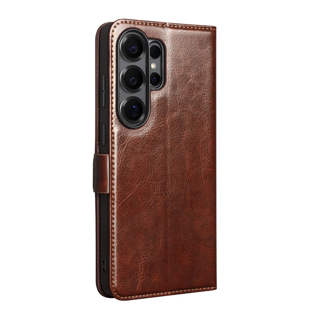 Pouzdro kožené QIALINO na Samsung Galaxy S26 Ultra hnědé