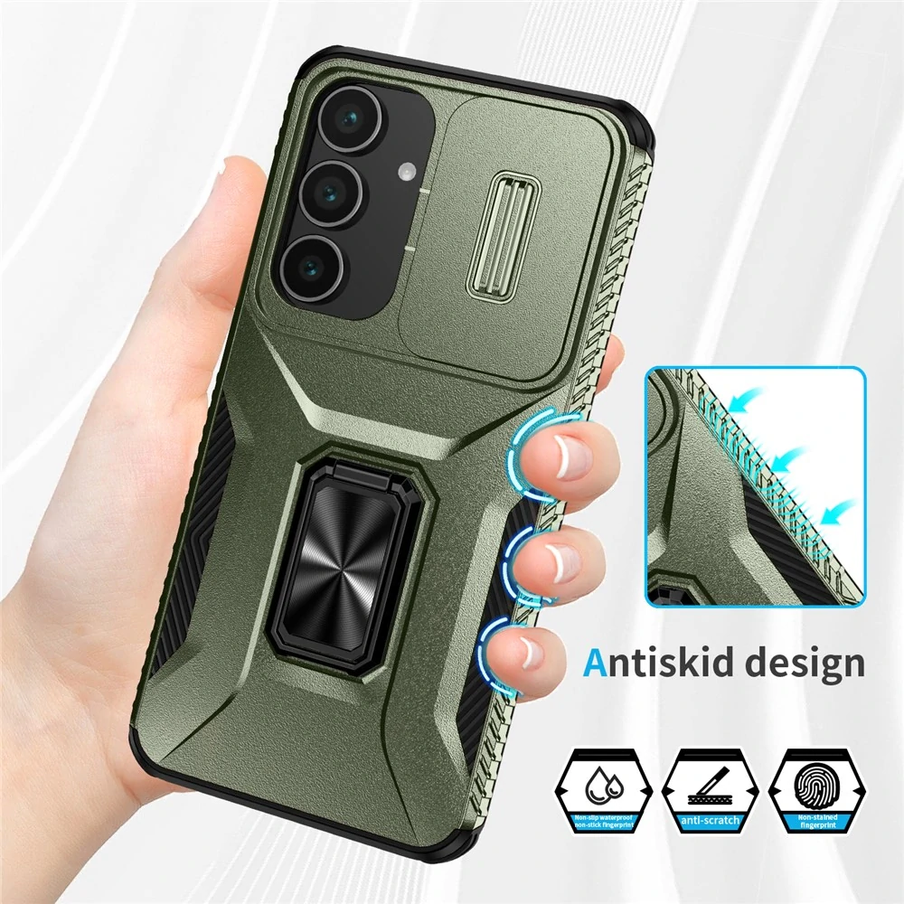 Kryt na Samsung Galaxy S25 FE odolný s krytkou na fotoaparát zelený