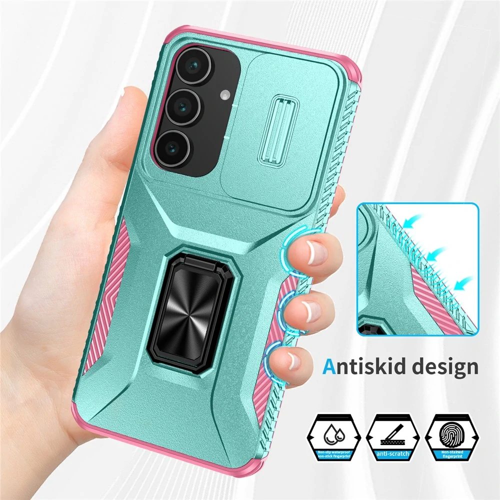 Kryt na Samsung Galaxy S25 FE odolný s krytkou na fotoaparát světle modrý