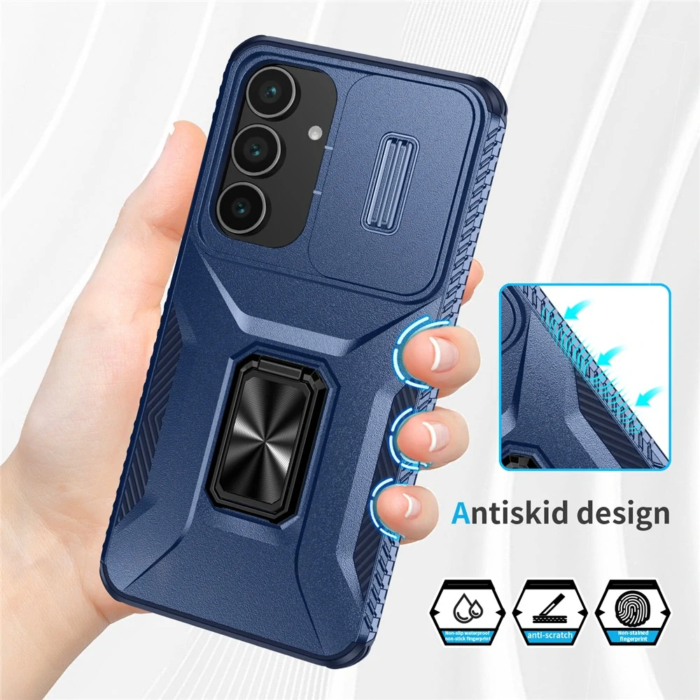 Kryt na Samsung Galaxy S25 FE odolný s krytkou na fotoaparát tmavě modrý