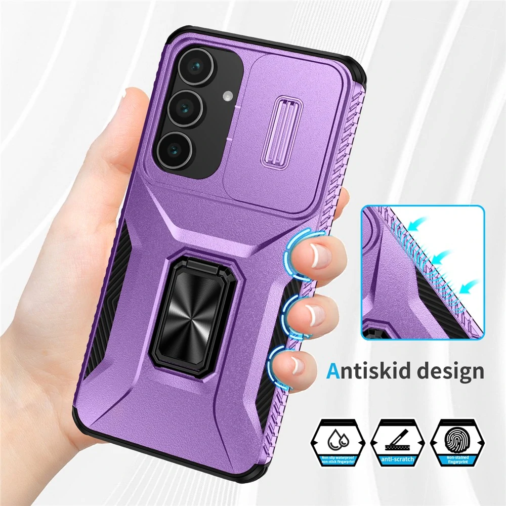 Kryt na Samsung Galaxy S25 FE odolný s krytkou na fotoaparát fialový