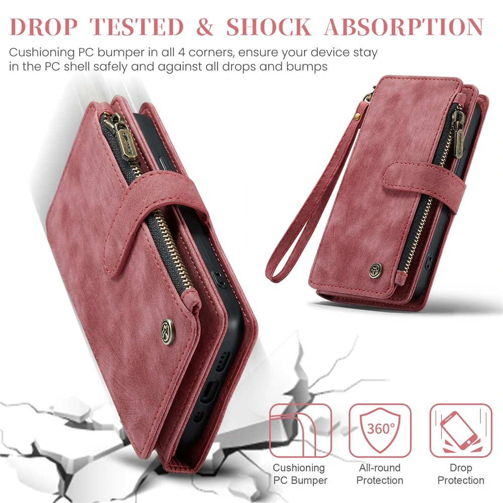 Pouzdro pro iPhone 16 Pro Max CASEME Luxury Double Layer červené
