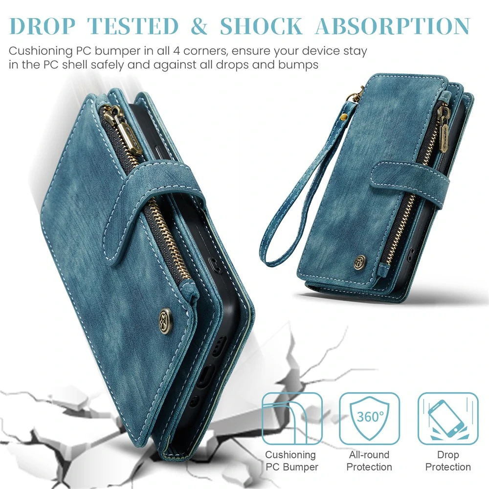 Pouzdro pro iPhone 16 Pro Max CASEME Luxury Double Layer modré