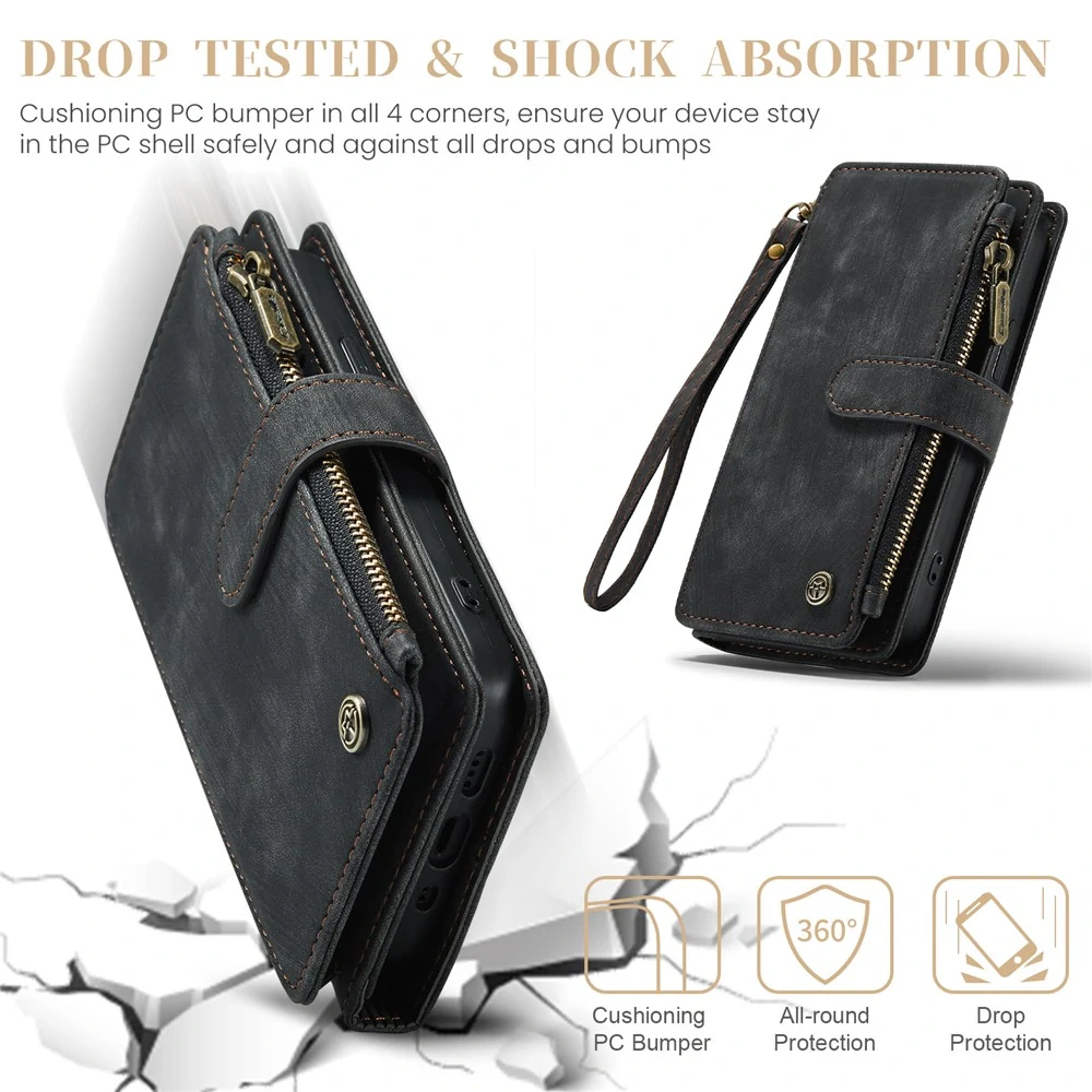 Pouzdro pro iPhone 16 Pro Max CASEME Luxury Double Layer černé