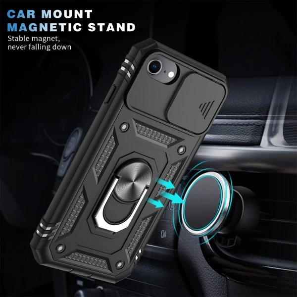 Kryt na iPhone 7 / 8 / SE 2020 / SE 2022 odolný s krytkou na fotoaparát černý