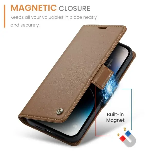 Pouzdro na iPhone 14 Pro Max CASEME Smooth hnědé