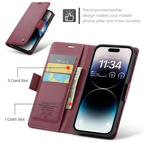 Pouzdro na iPhone 14 Pro Max CASEME Smooth červené