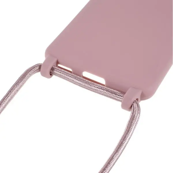 Kryt na Samsung Galaxy S21 gumový se šňůrkou na krk růžový