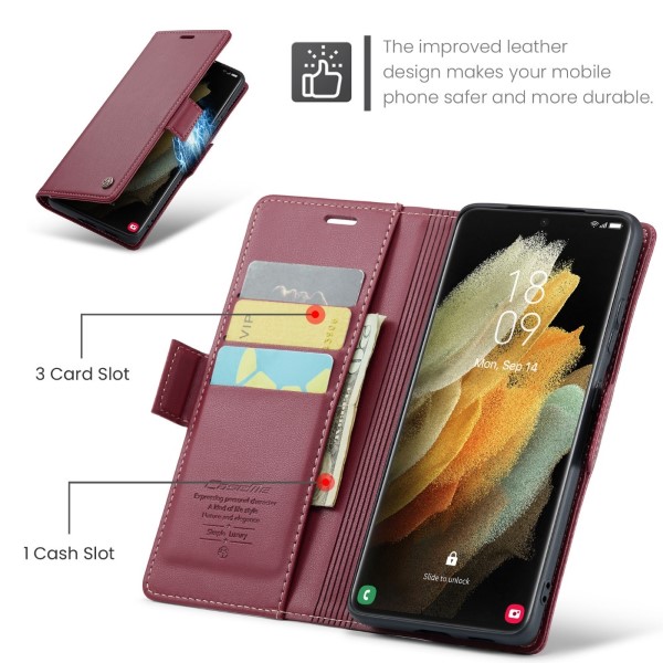 Pouzdro na Samsung Galaxy S21 Ultra CASEME smooth červené