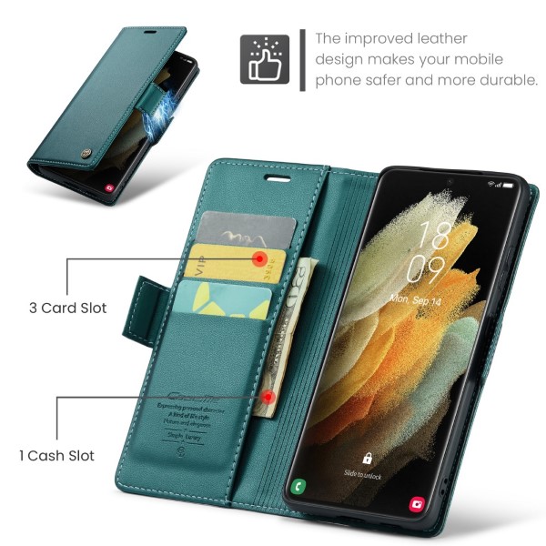 Pouzdro na Samsung Galaxy S21 Ultra CASEME smooth zelené