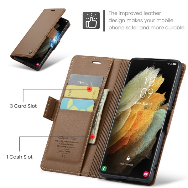 Pouzdro na Samsung Galaxy S21 Ultra CASEME smooth hnědé