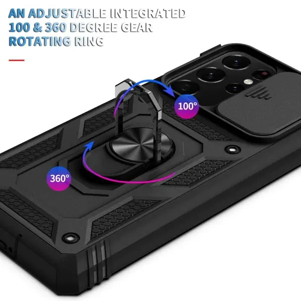 Kryt na Samsung Galaxy S21 Ultra odolný s krytkou na fotoaparát černý