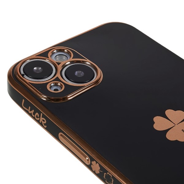 Kryt na iPhone 14 Plus Electroplated čtyřlístek černý