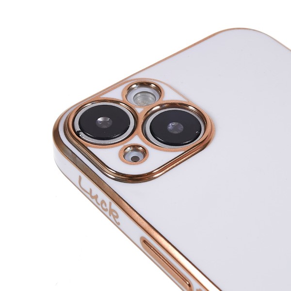 Kryt na iPhone 14 Plus Electroplated čtyřlístek bílý