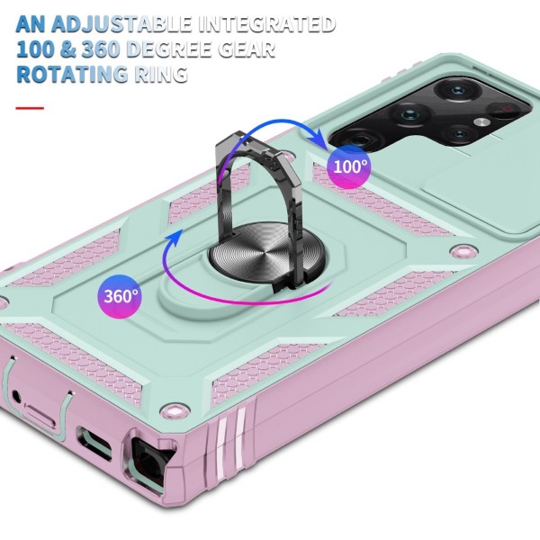 Kryt na Samsung Galaxy S22 Ultra odolný s krytkou na fotoaparát růžový