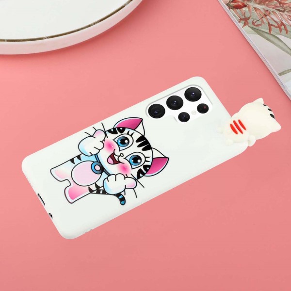 Kryt na Samsung Galaxy S22 Ultra 3D Kotě bílý