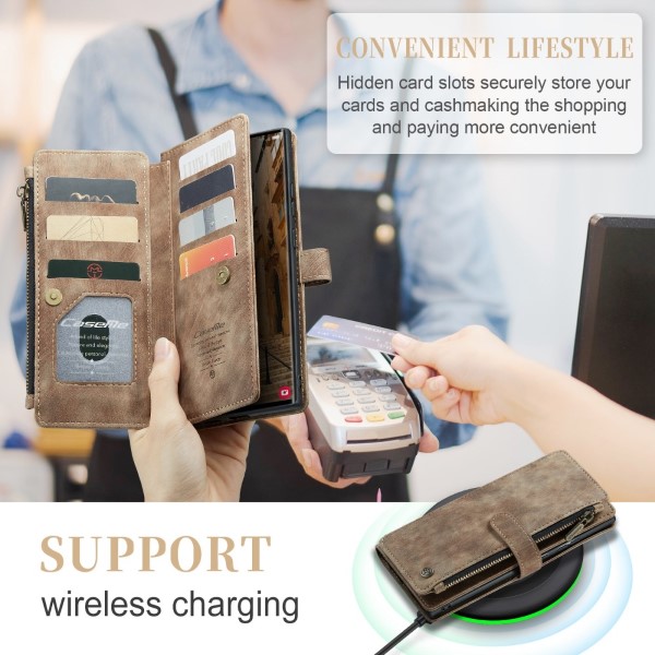 Pouzdro na Samsung Galaxy S23 Ultra CASEME Deluxe hnědé